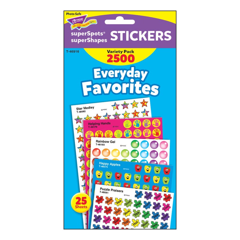 Trend Everyday Favorites superSpots & superShapes Stickers Variety Pack by TREND Enterprises, Inc. 2500 ct; 7/16" Incentive Chart Size - Image 3